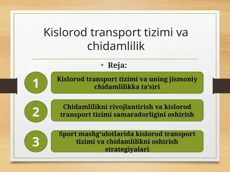 Kislorod transport tizimi va chidamlilik 1