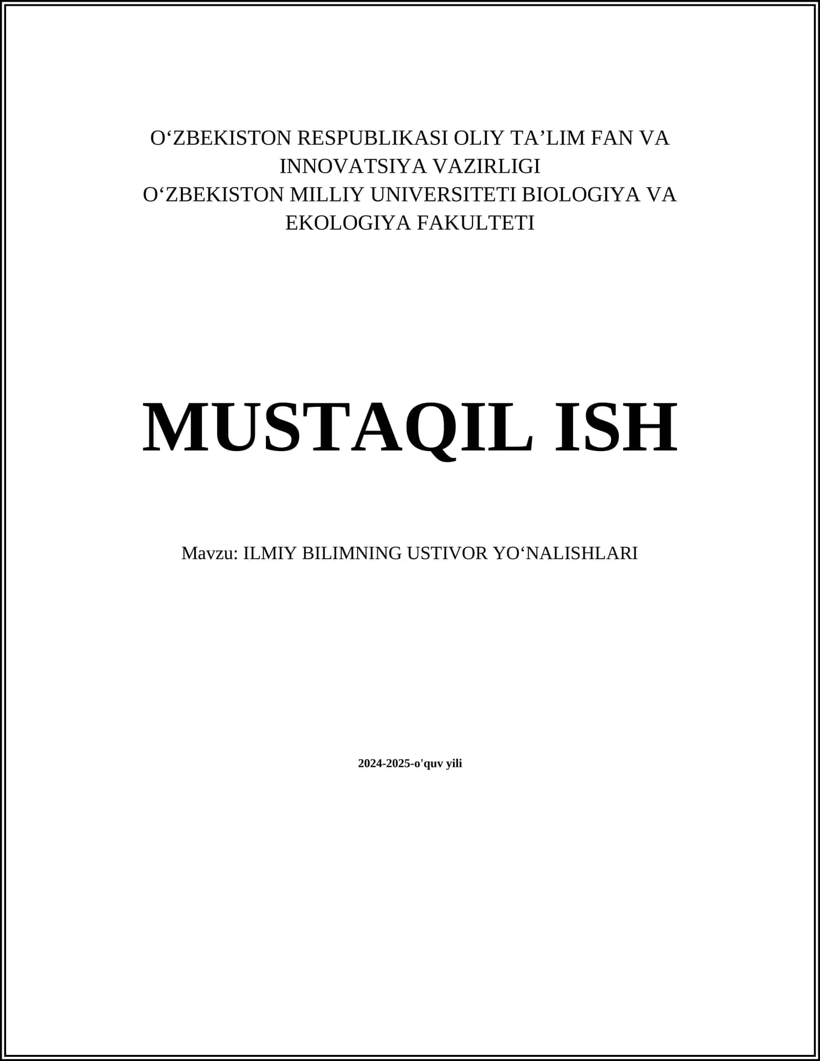 ILMIY BILIMNING USTIVOR YOʻNALISHLARI 1