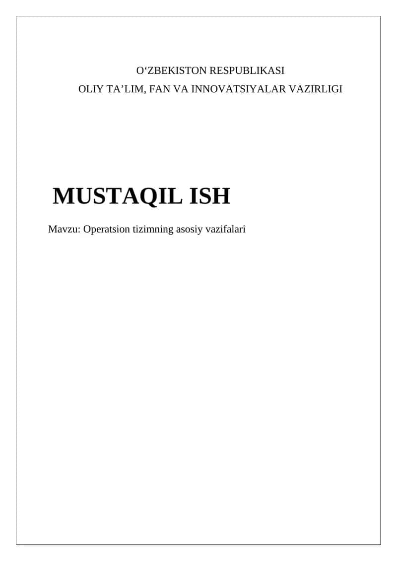 Operatsion tizimning asosiy vazifalari 1