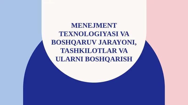Menejment texnologiyasi va boshqaruv jarayoni, Tashkilotlar va ularni boshqarish 1