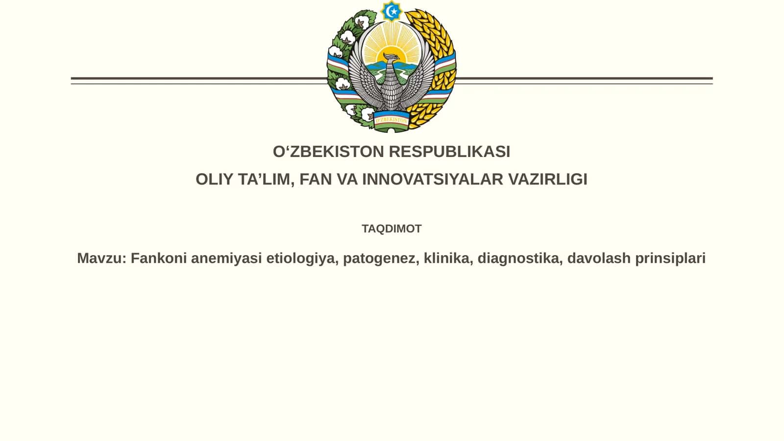Fankonianemiyasietiologiya,patogenez,klinika,diagnostika,davolashprinsiplari 1