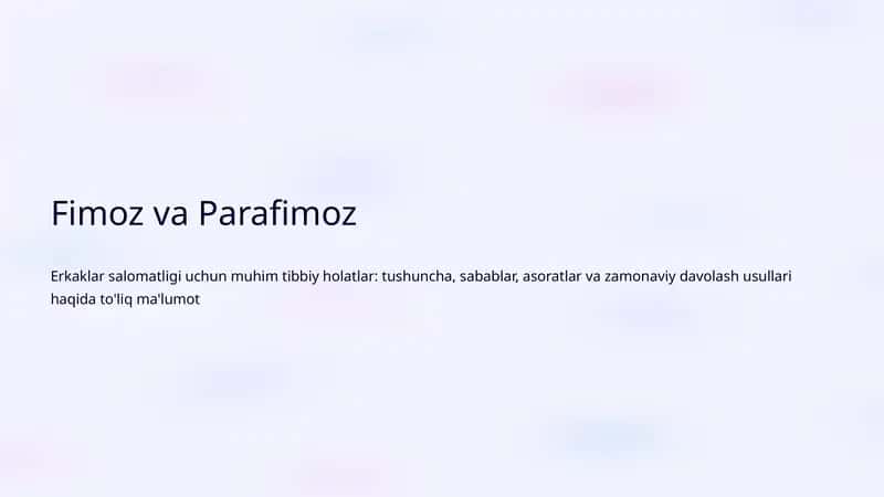 Fimoz va Parafimoz 1