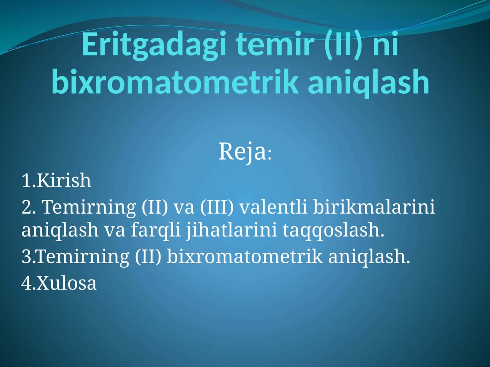 Eritgadagi temir (II) ni bixromatometrik aniqlash 1