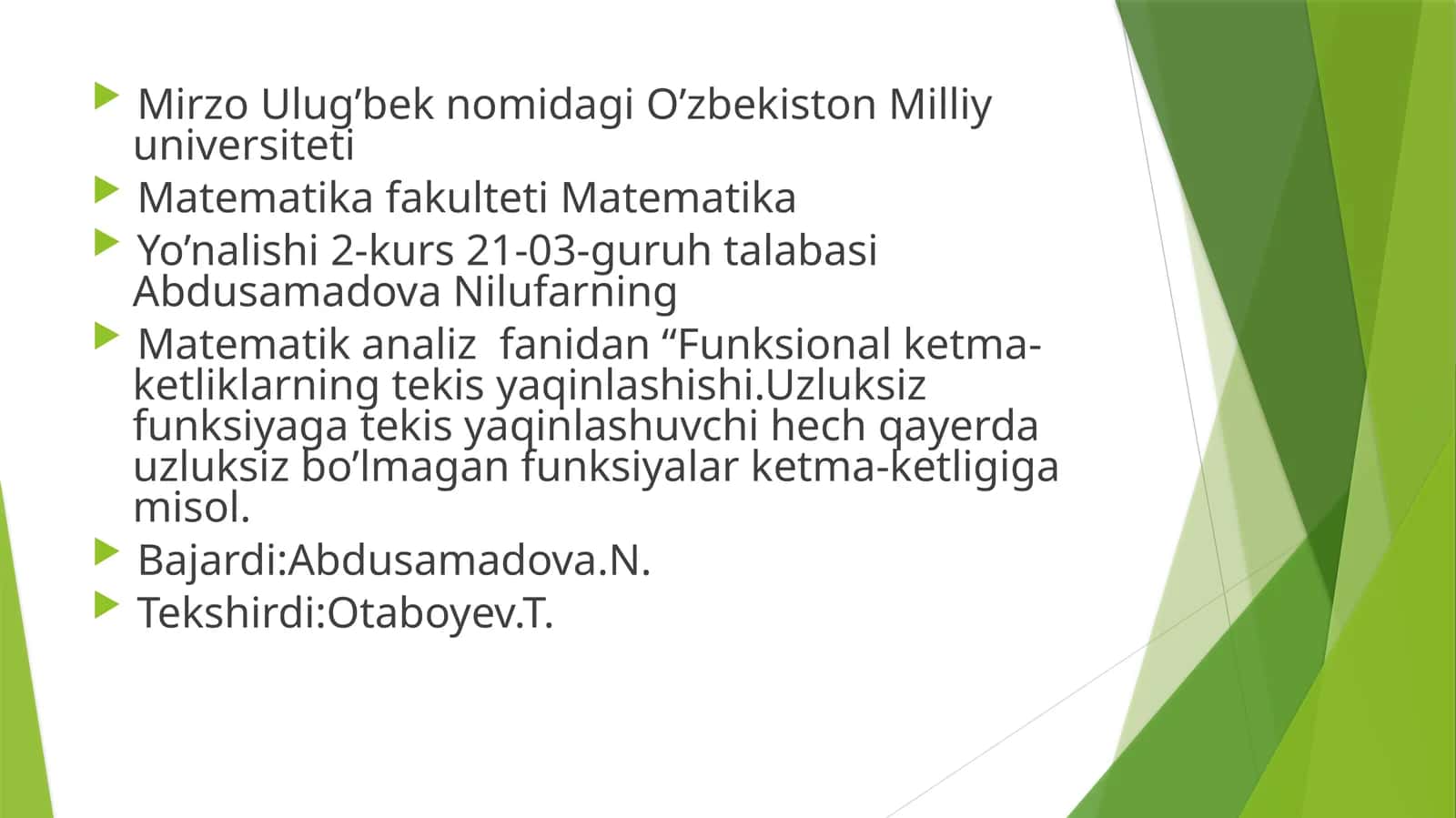 Uzluksiz funksiyalarning ketma-ketligi 1