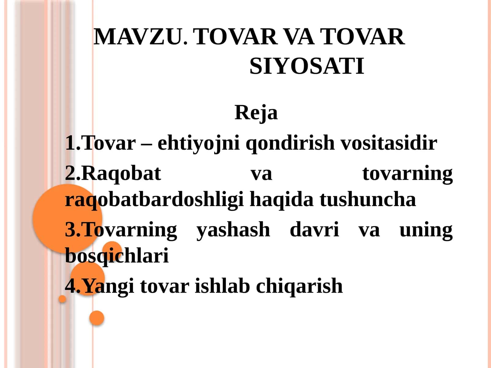 TOVAR VA TOVARSIYOSATI 1