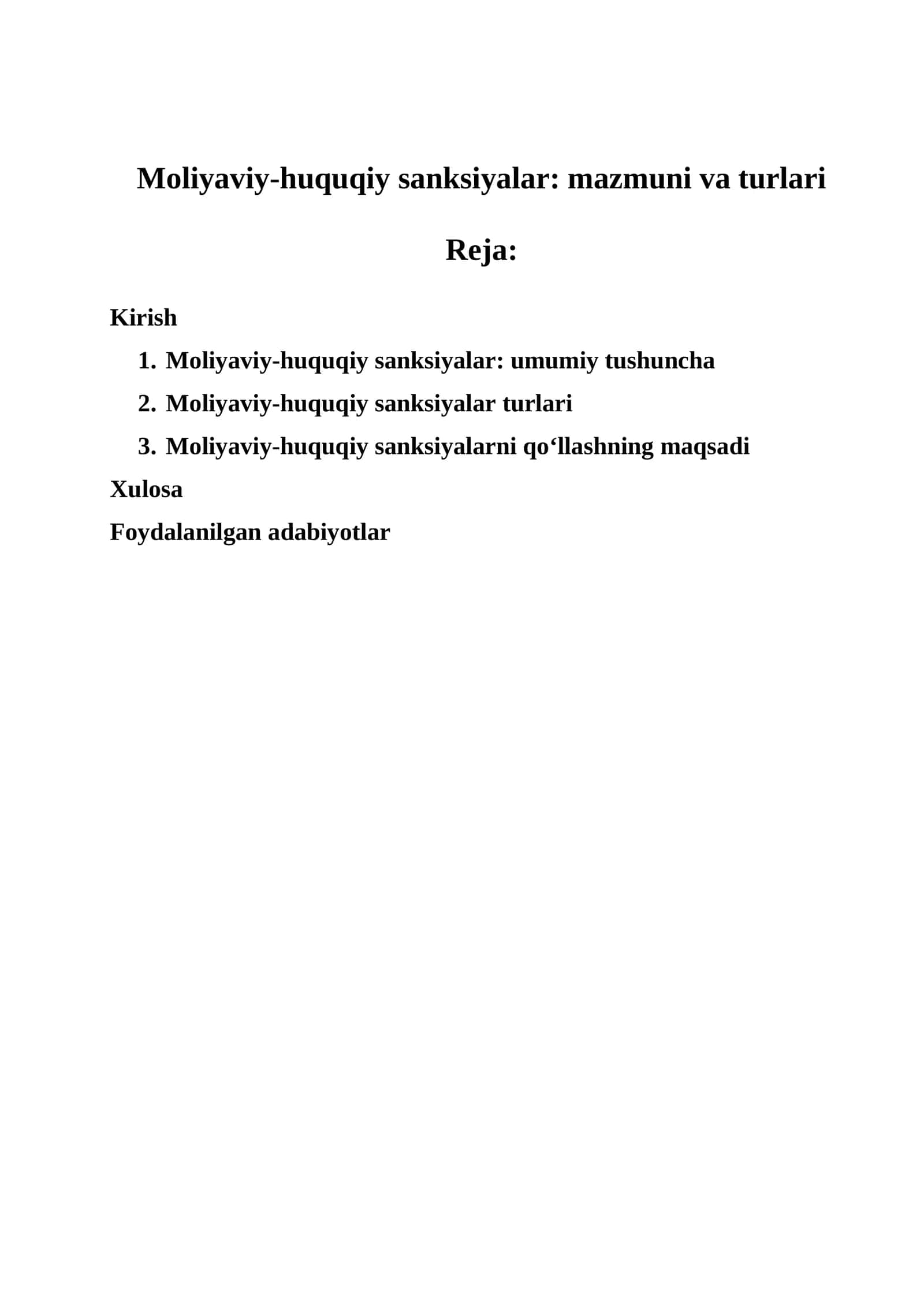 Moliyaviy-huquqiy sanksiyalar: mazmuni va turlari 1