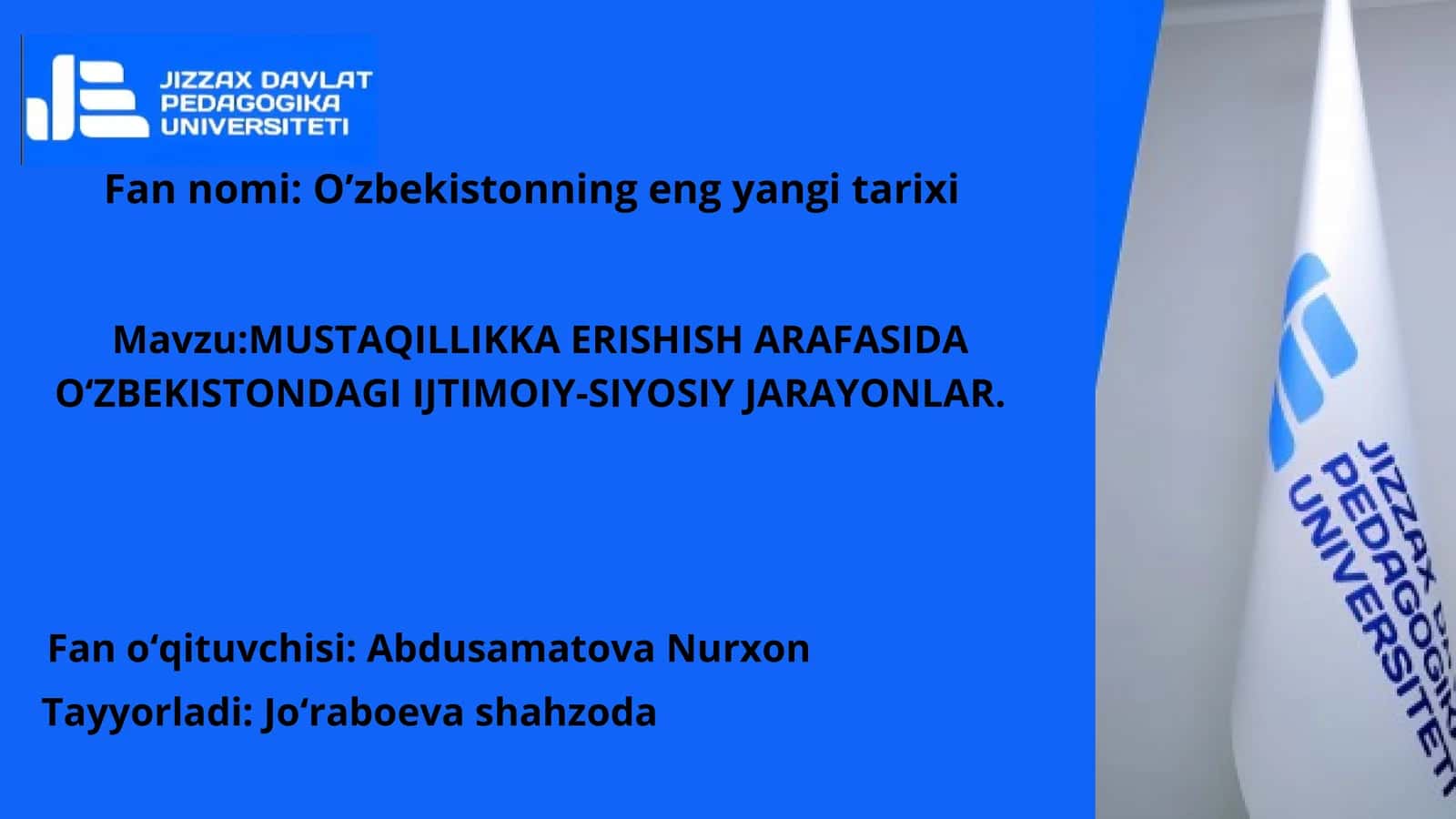 MUSTAQILLIKKA ERISHISH ARAFASIDA O‘ZBEKISTONDAGI IJTIMOIY-SIYOSIY JARAYONLAR 1