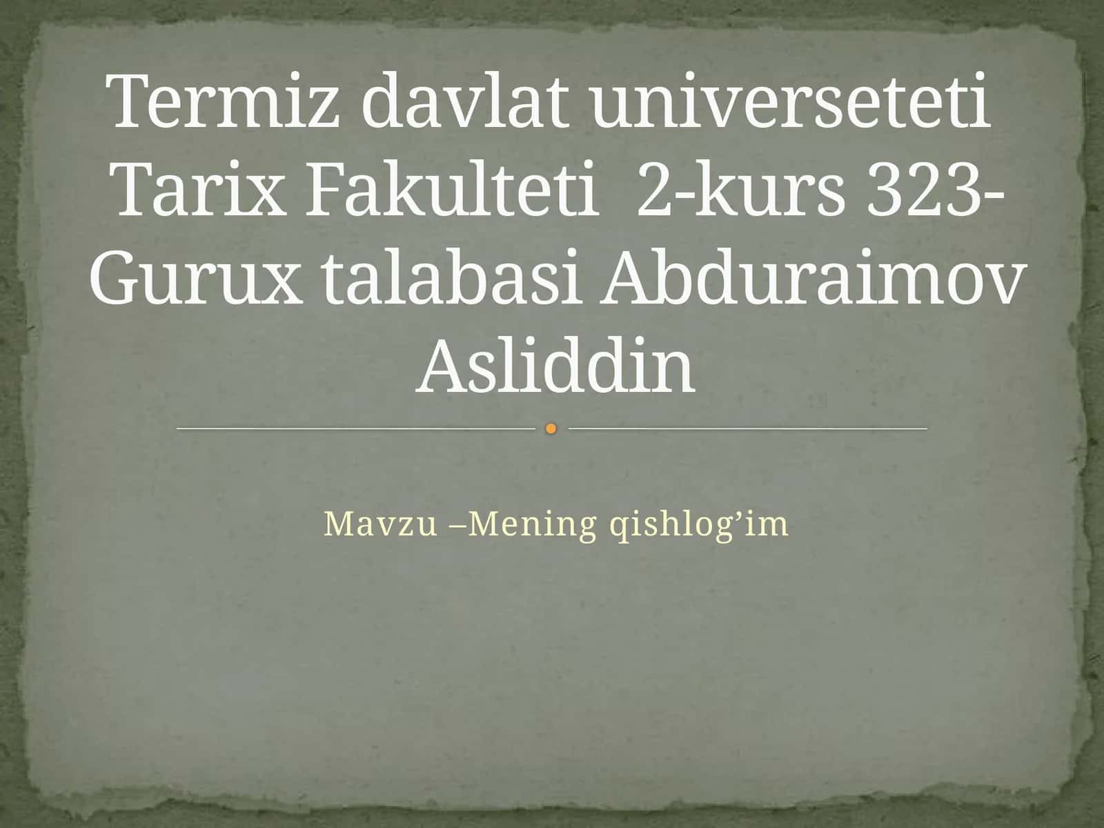 Qishloqtarixi 1