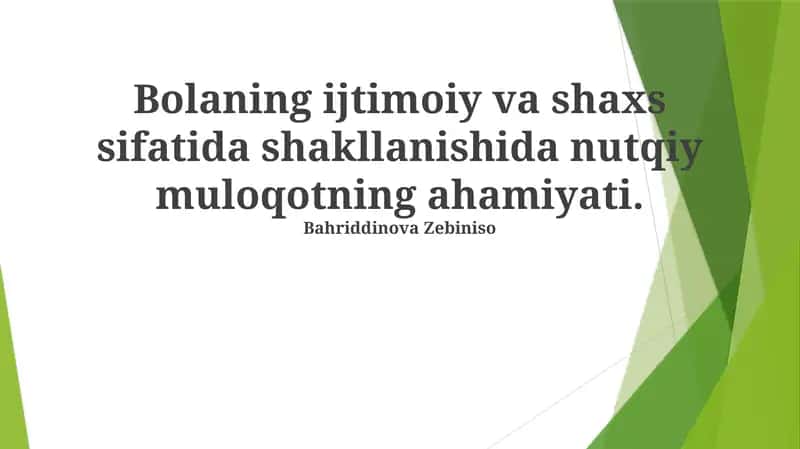 Muloqot ko'nikmalarini rivojlantirish 1