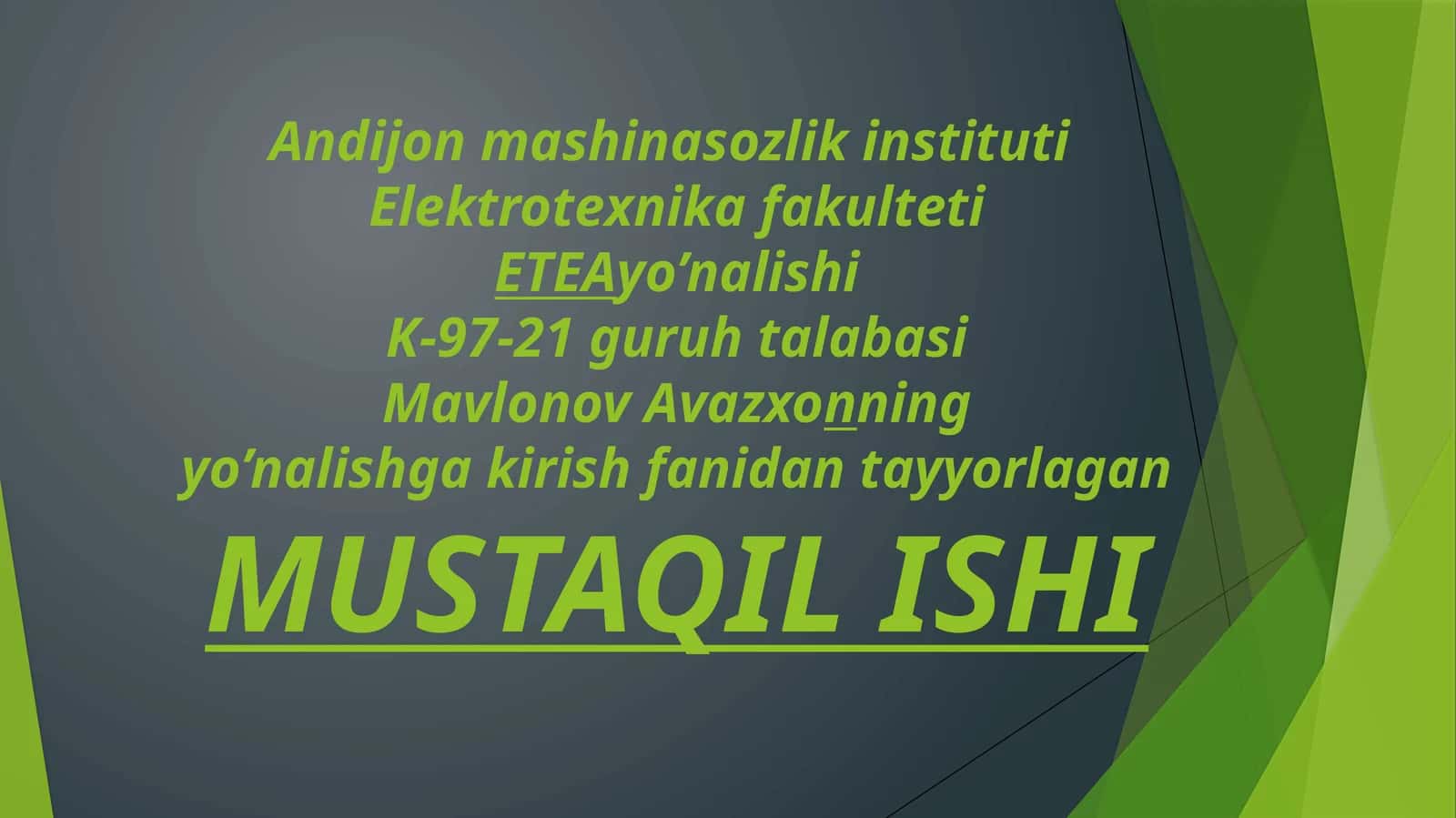 MUSTAQIL ISHI Gidroelektrstansiya 1