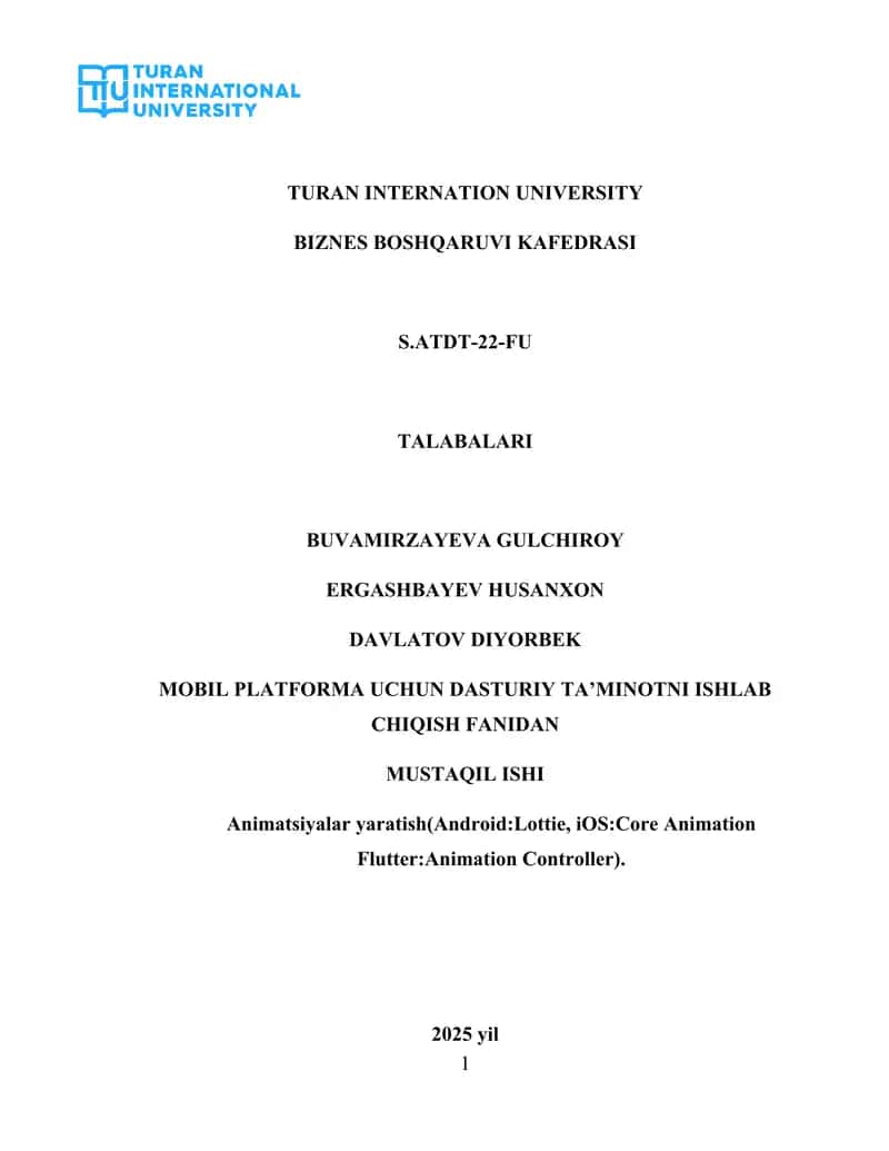 Animatsiyalar yaratish 1