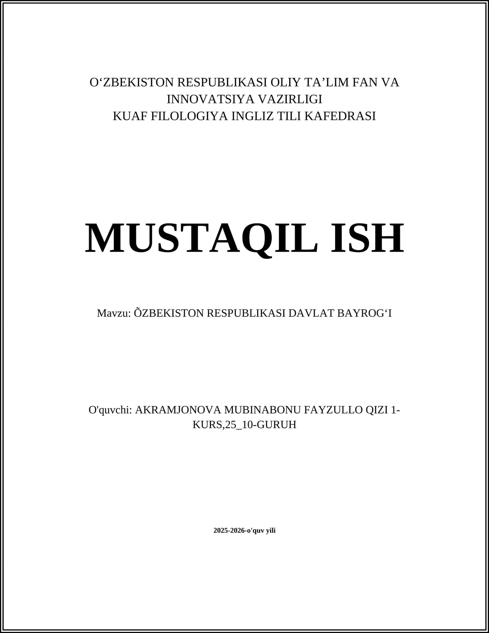 ÕZBEKISTON RESPUBLIKASI DAVLAT BAYROGʻI 1
