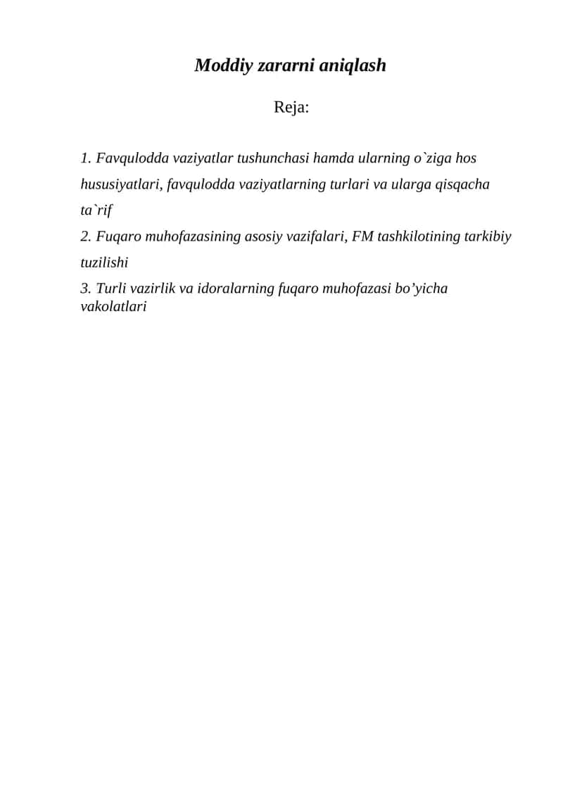 Moddiy zararni aniqlash 1