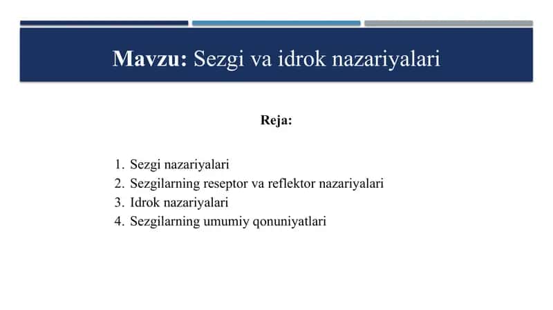 Sezgi va idrok nazariyalari 1