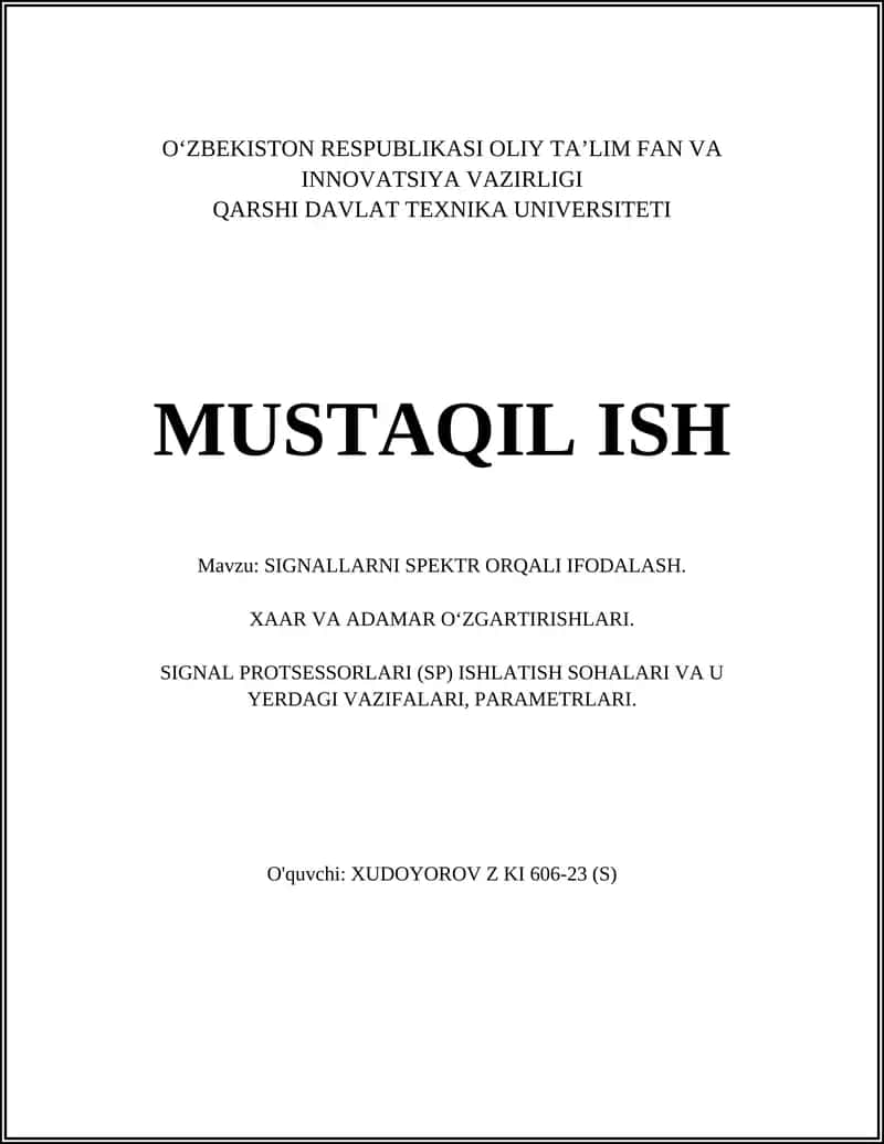 SIGNALLARNI SPEKTR ORQALI IFODALASH 1