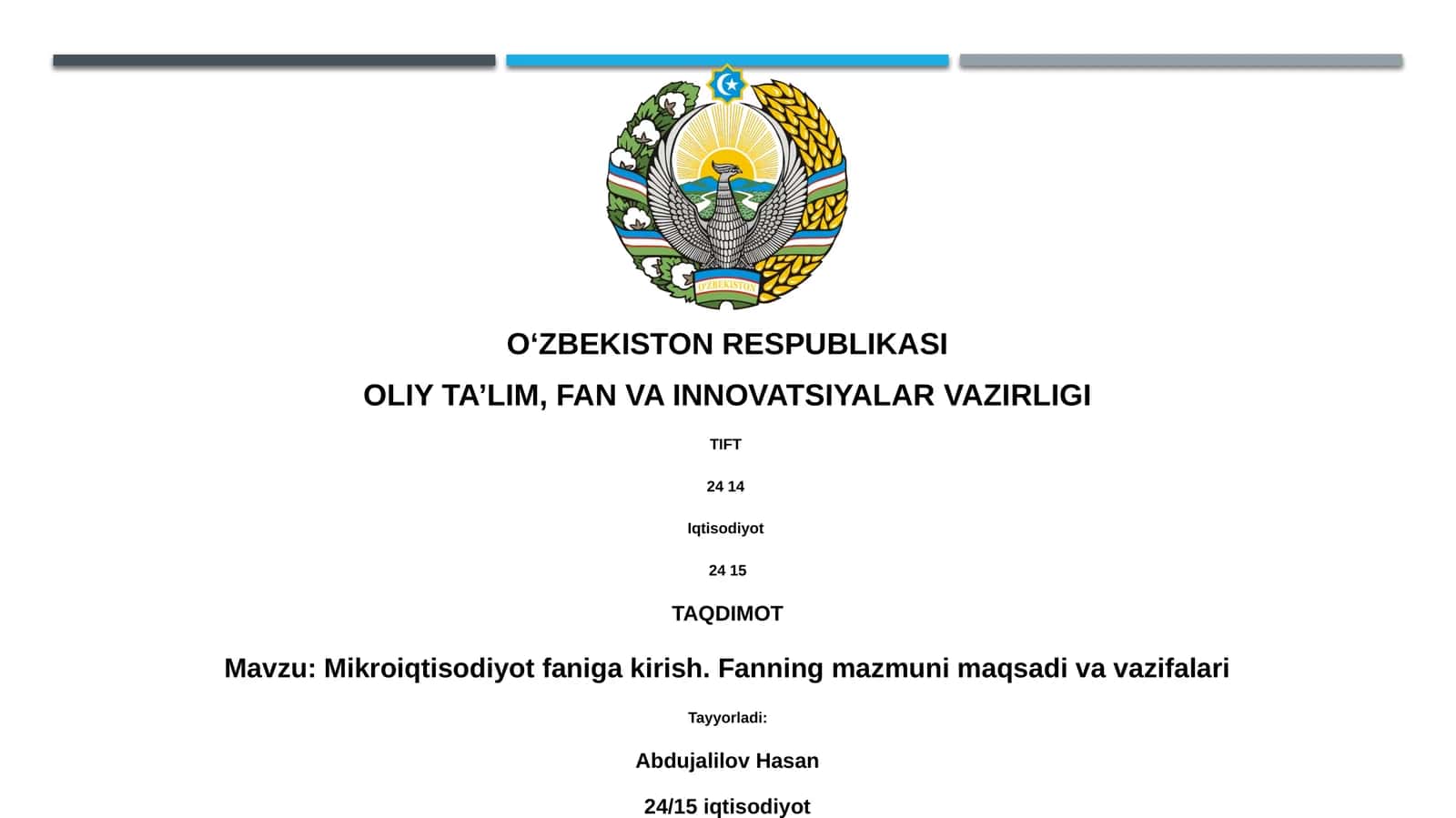 Mikroiqtisodiyot faniga kirish 1
