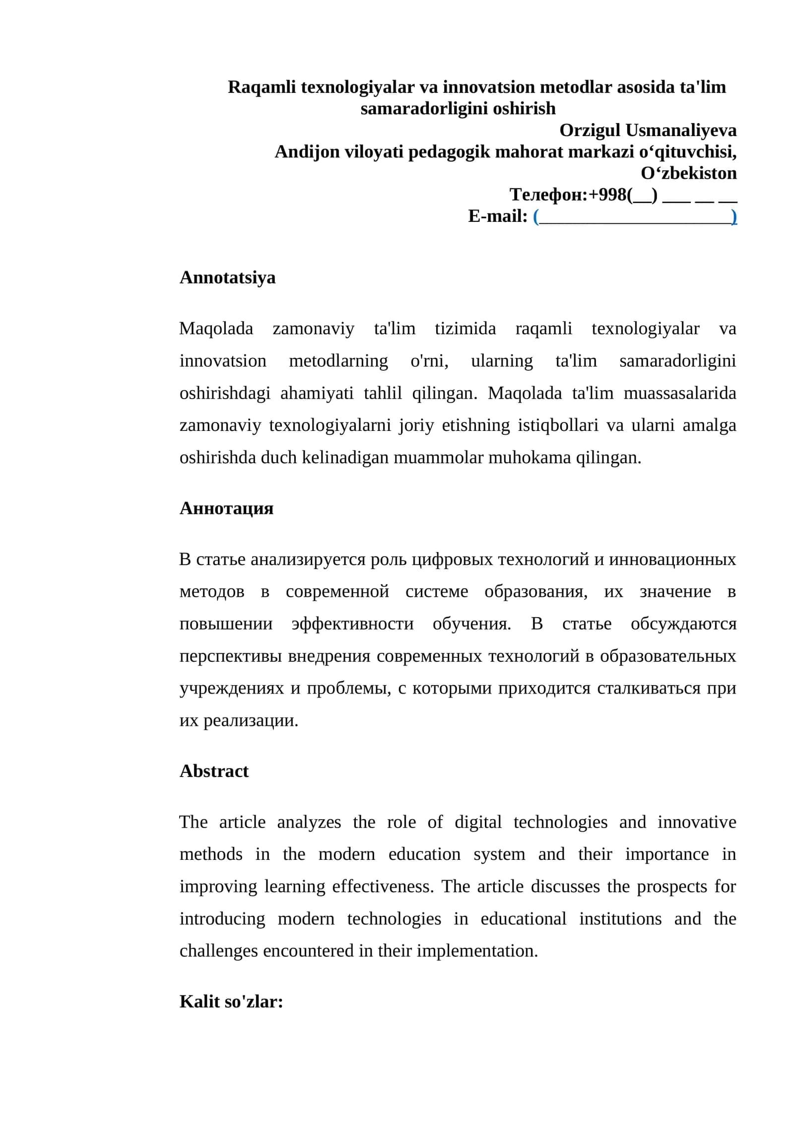 Raqamli texnologiyalar va innovatsion metodlar asosida ta'lim samaradorligini oshirish 1
