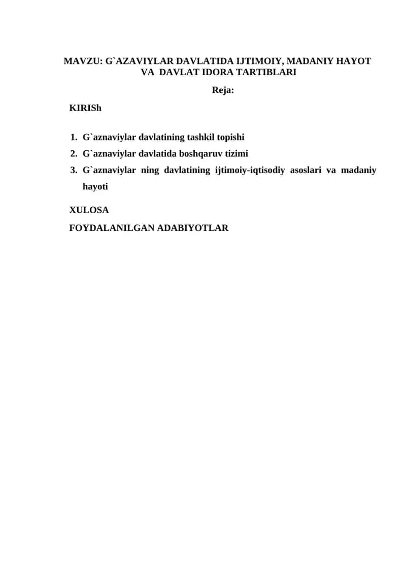 G`AZAVIYLAR DAVLATIDA IJTIMOIY, MADANIY HAYOT VA DAVLAT IDORA TARTIBLARI 1