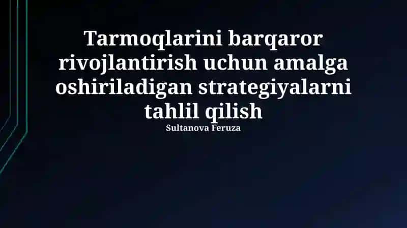 Barqaror Rivojlanishning Tarmoqlardagi Mohiyati