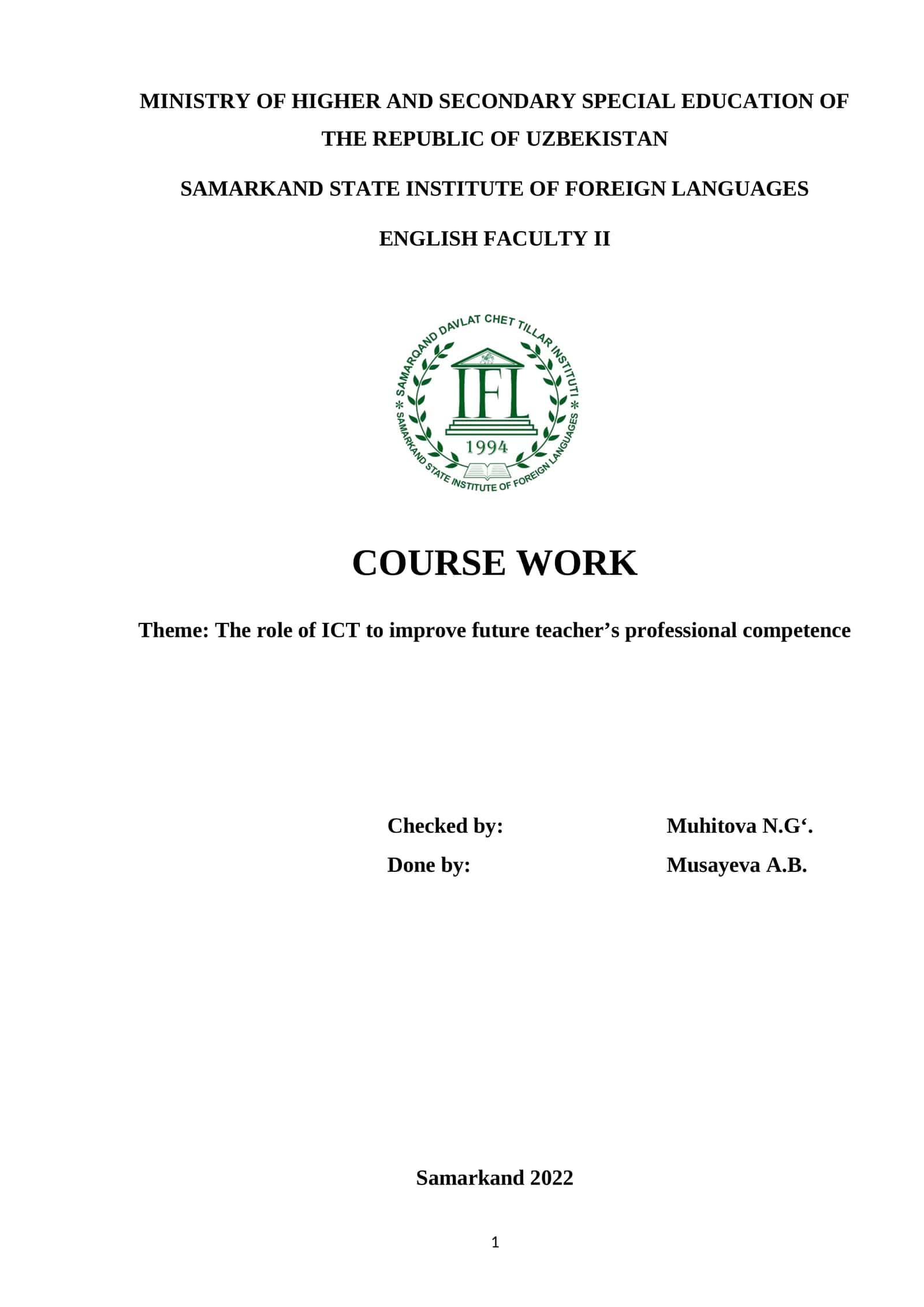 Role of ICT in Improving Teacher's Competence 1