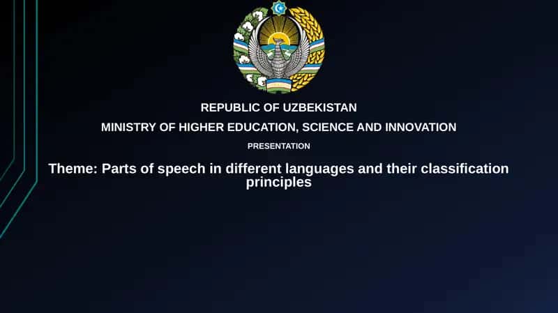 Parts of speech in different languages and their classification principles 1