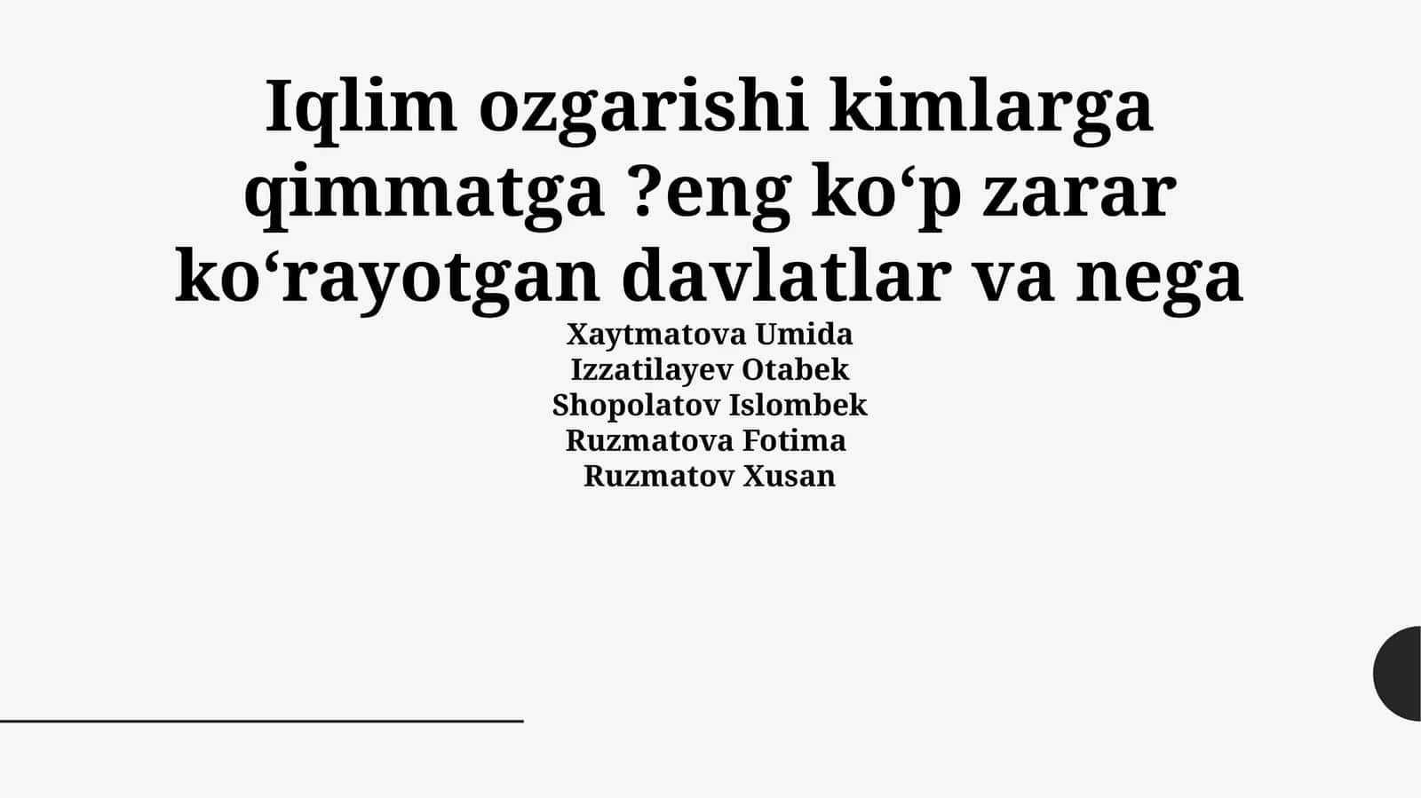 Iqlim o'zgarishining iqtisodiy ta'siri 1