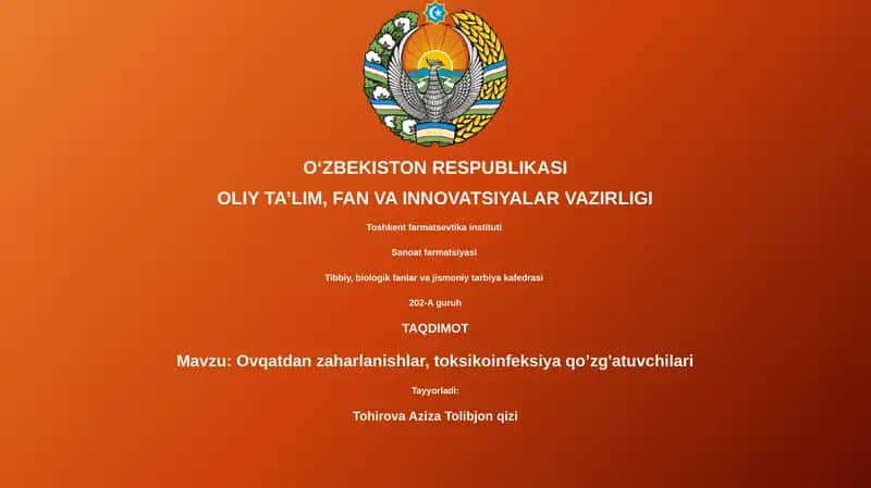 Oziq-ovqatdan zaharlanishlar, toksikoinfeksiya qo’zg'atuvchilari 1