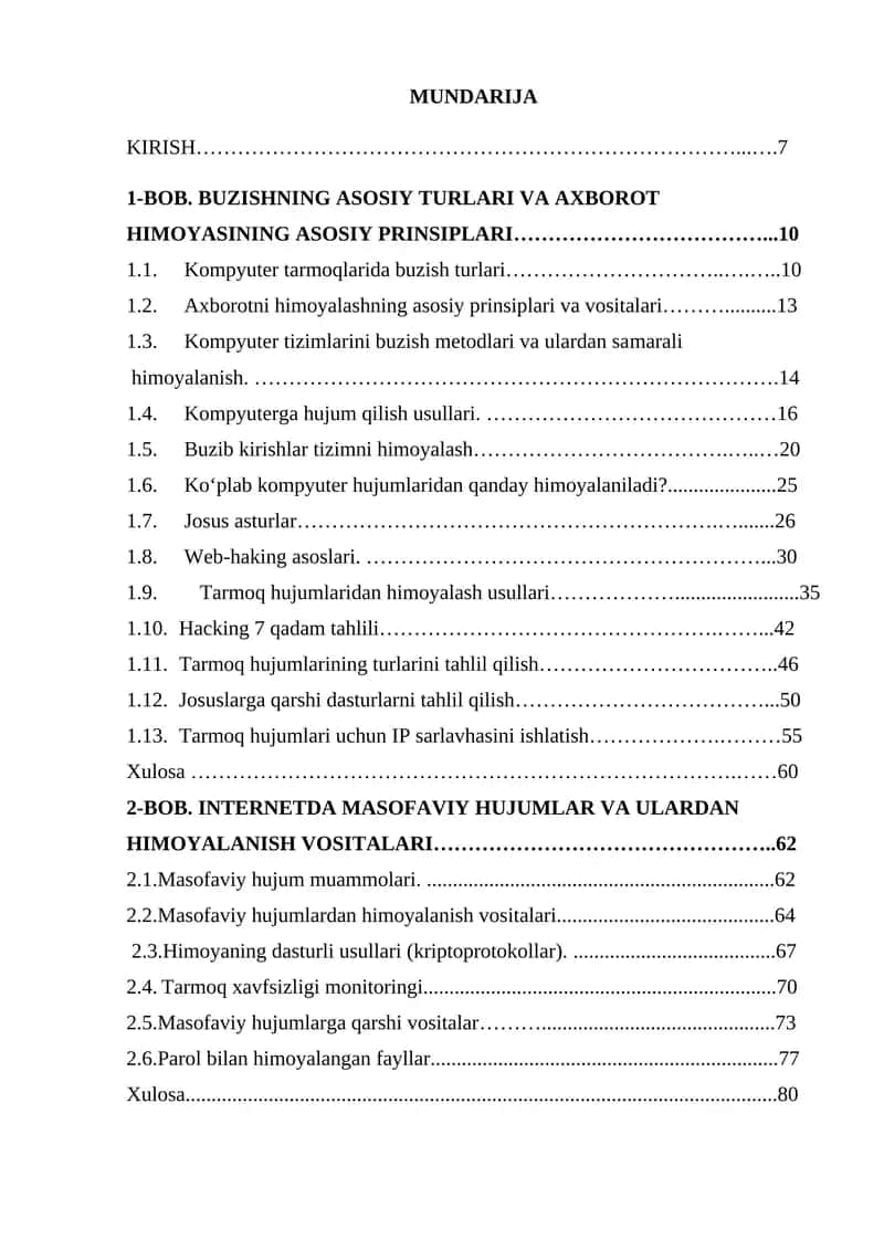 Buzib kirishlar tizimni himoyalash 1