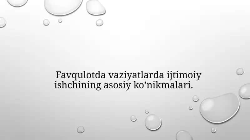 Favqulotda vaziyatlarda ijtimoiy ishchining asosiy ko’nikmalari 1
