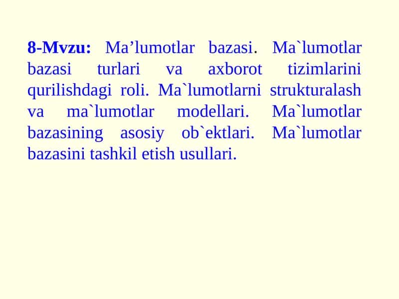 Mа’lumоtlаr bаzаsi 1