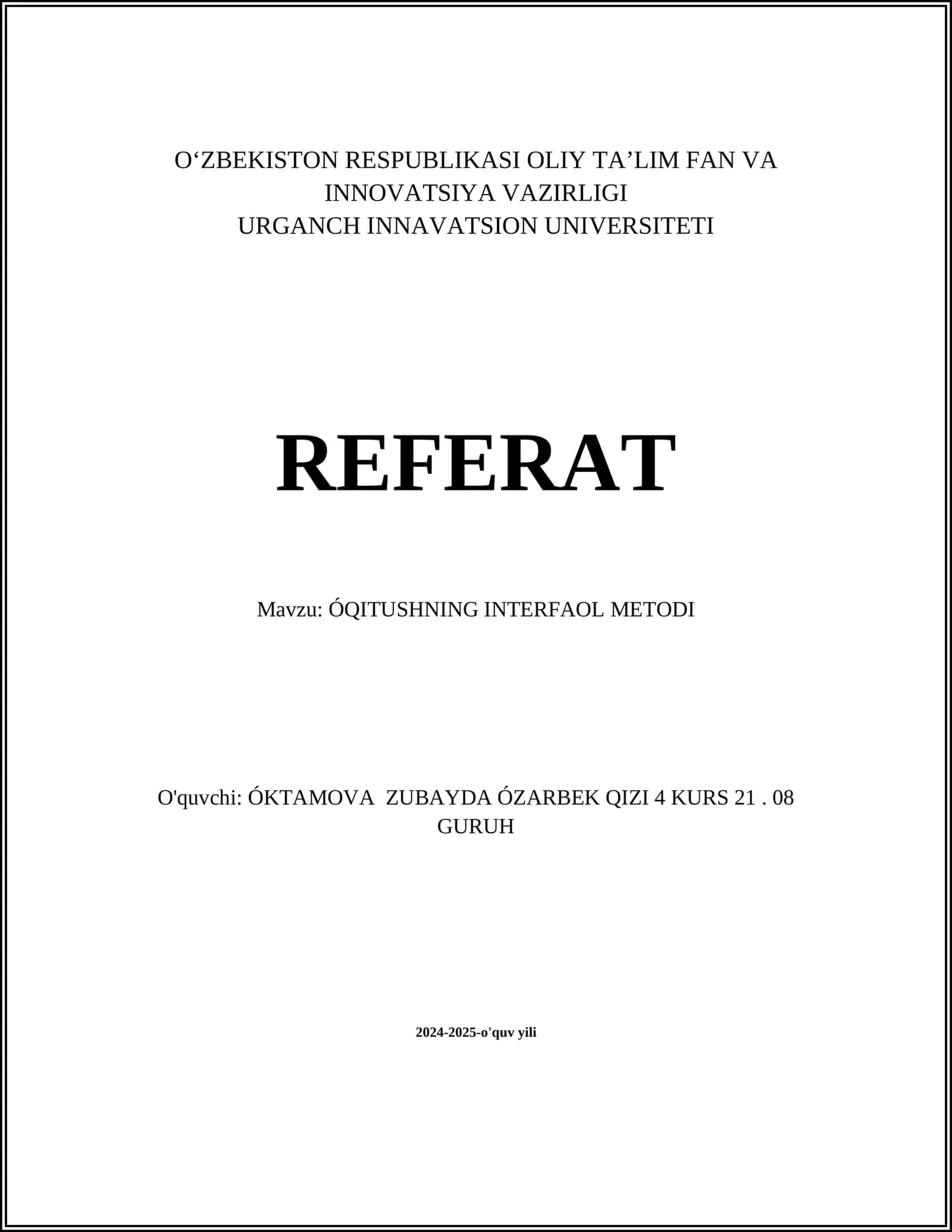 Interfaol o'quv loyihalari 1