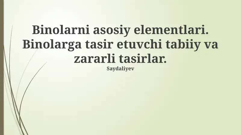 Dürnabinning asosiy elementlari 1
