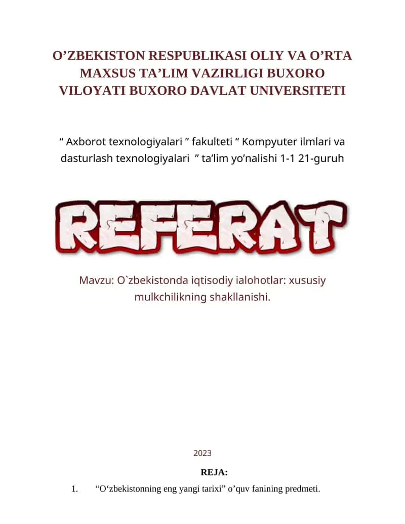 O‘zbekistonning eng yangi tarixi 1