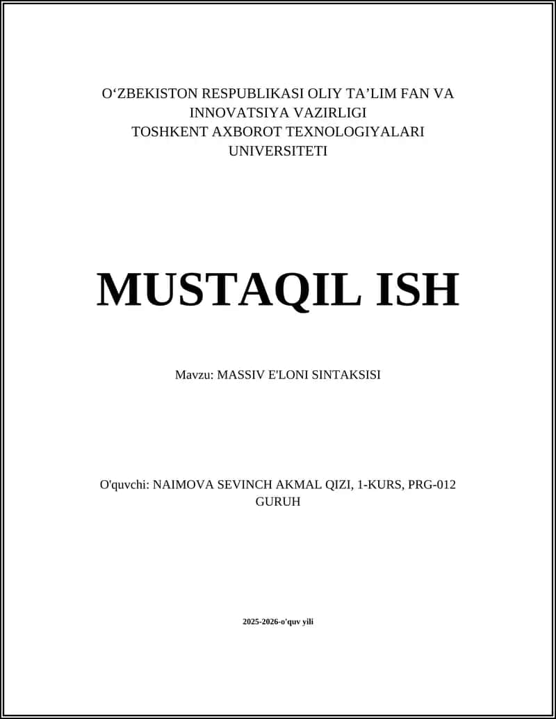 MASSIV E'LONI SINTAKSISI 1