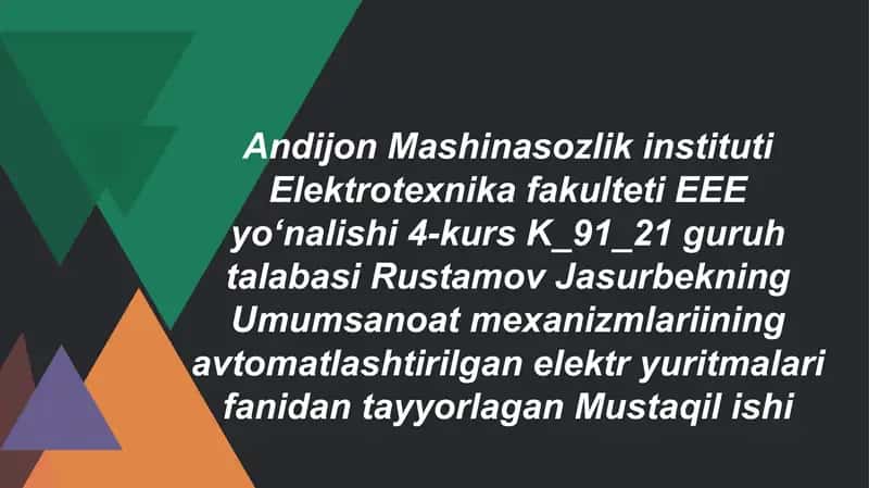 Liftlarning konstruksiyasi, tavsiflari, texnik koʻrsatgichlari 1