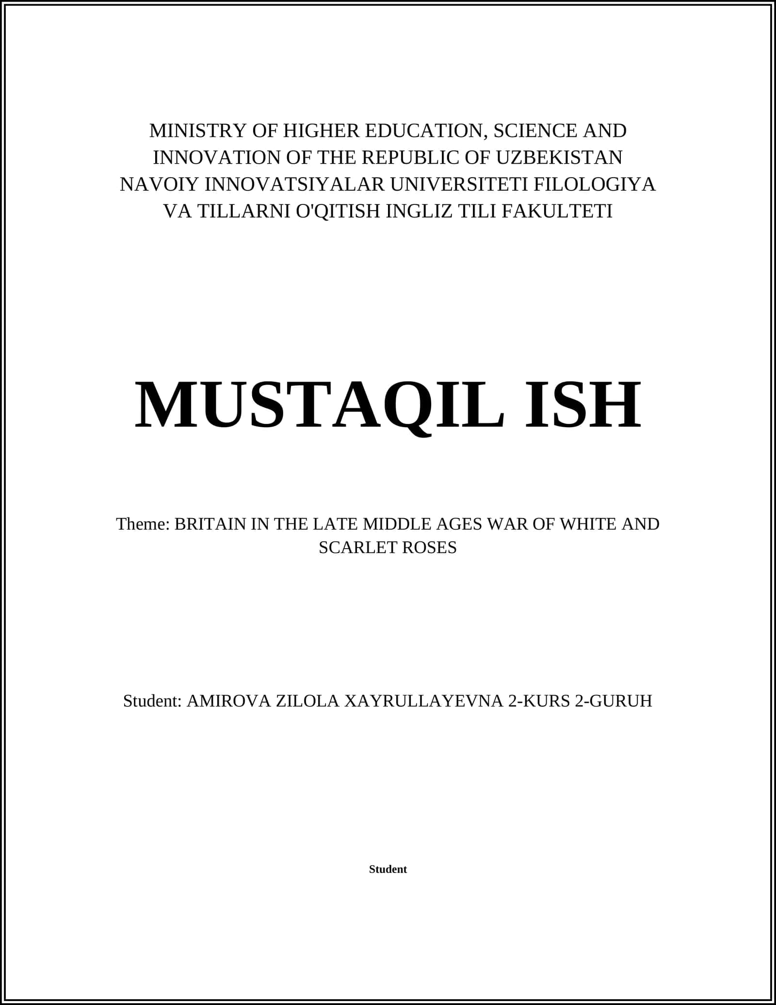 BRITAIN IN THE LATE MIDDLE AGES WAR OF WHITE AND SCARLET ROSES 1