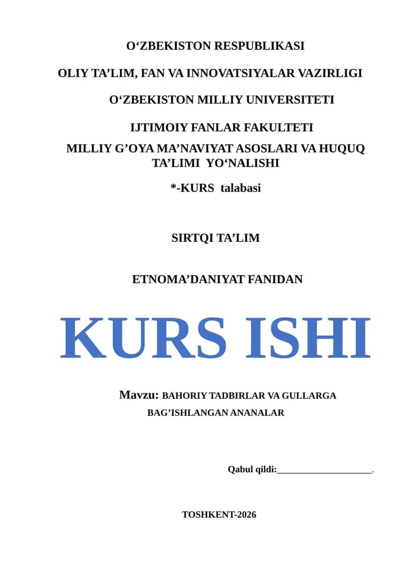 BAHORIY TADBIRLAR VA GULLARGA BAG’ISHLANGAN ANANALAR 1