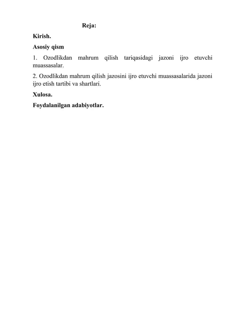 Ozodlikdan mahrum qilish tariqasidagi jazoni ijro etuvchi muassasalar 1