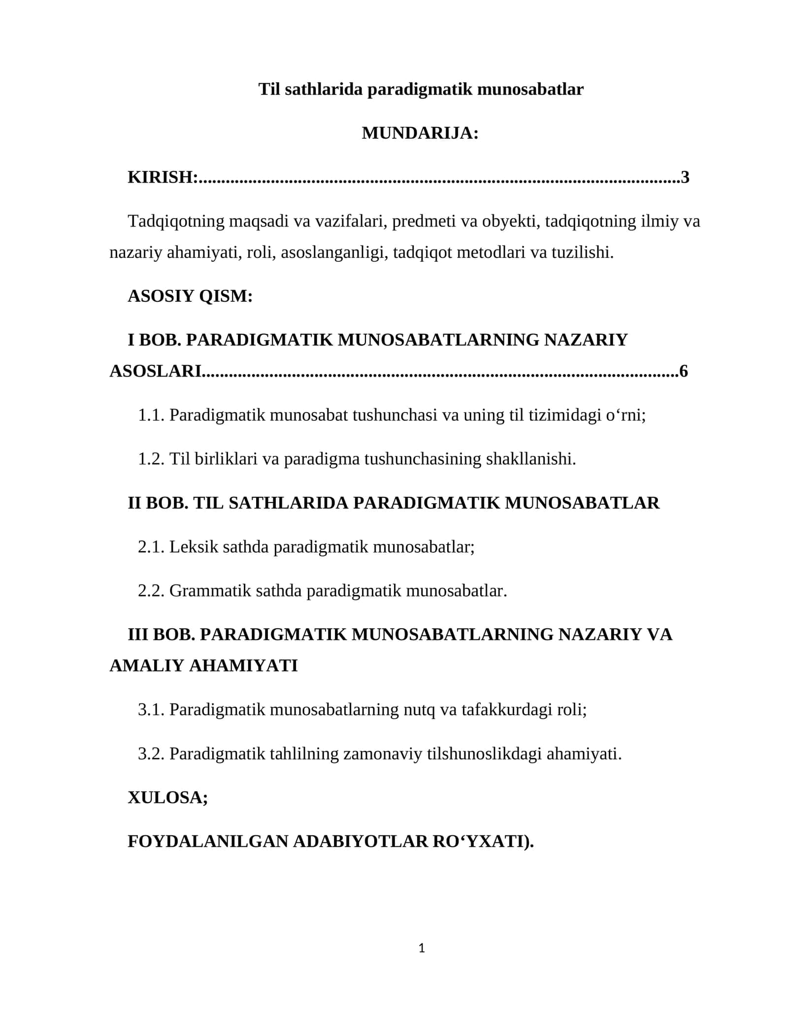 Til sathlarida paradigmatik munosabatlar 1