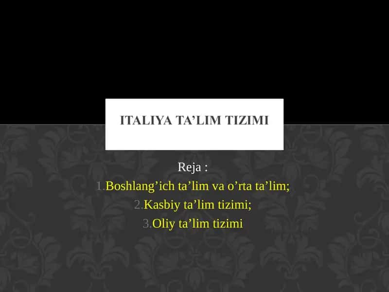 Italiya ta’lim tizimi 1