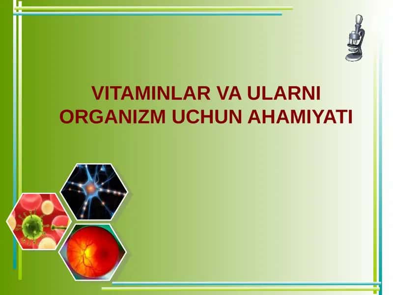 VITAMINLAR VA ULARNI ORGANIZM UCHUN AHAMIYATI 1