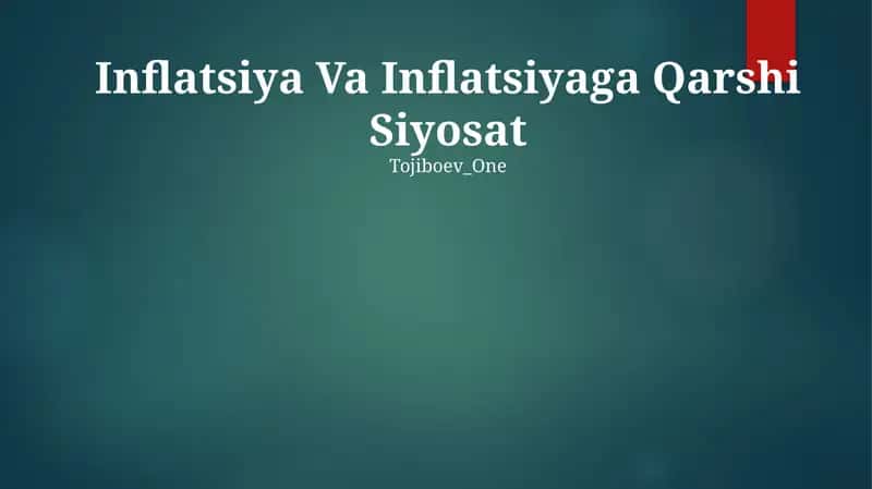 Inflyatsiya Va Inflyatsiyaga Qarshi Siyosat 1