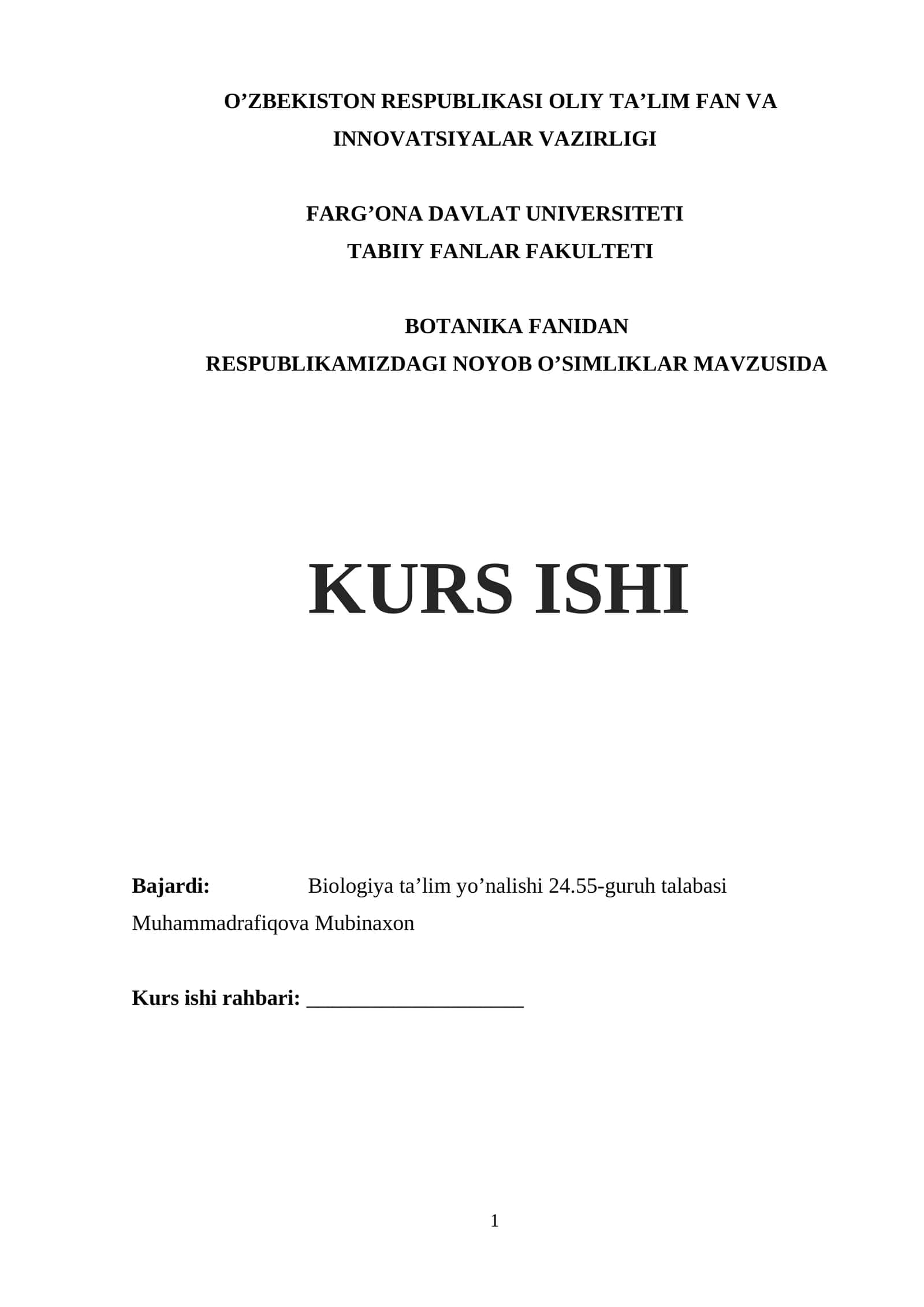 RESPUBLIKAMIZDAGI NOYOB O’SIMLIKLAR MAVZUSIDA KURS ISHI 1