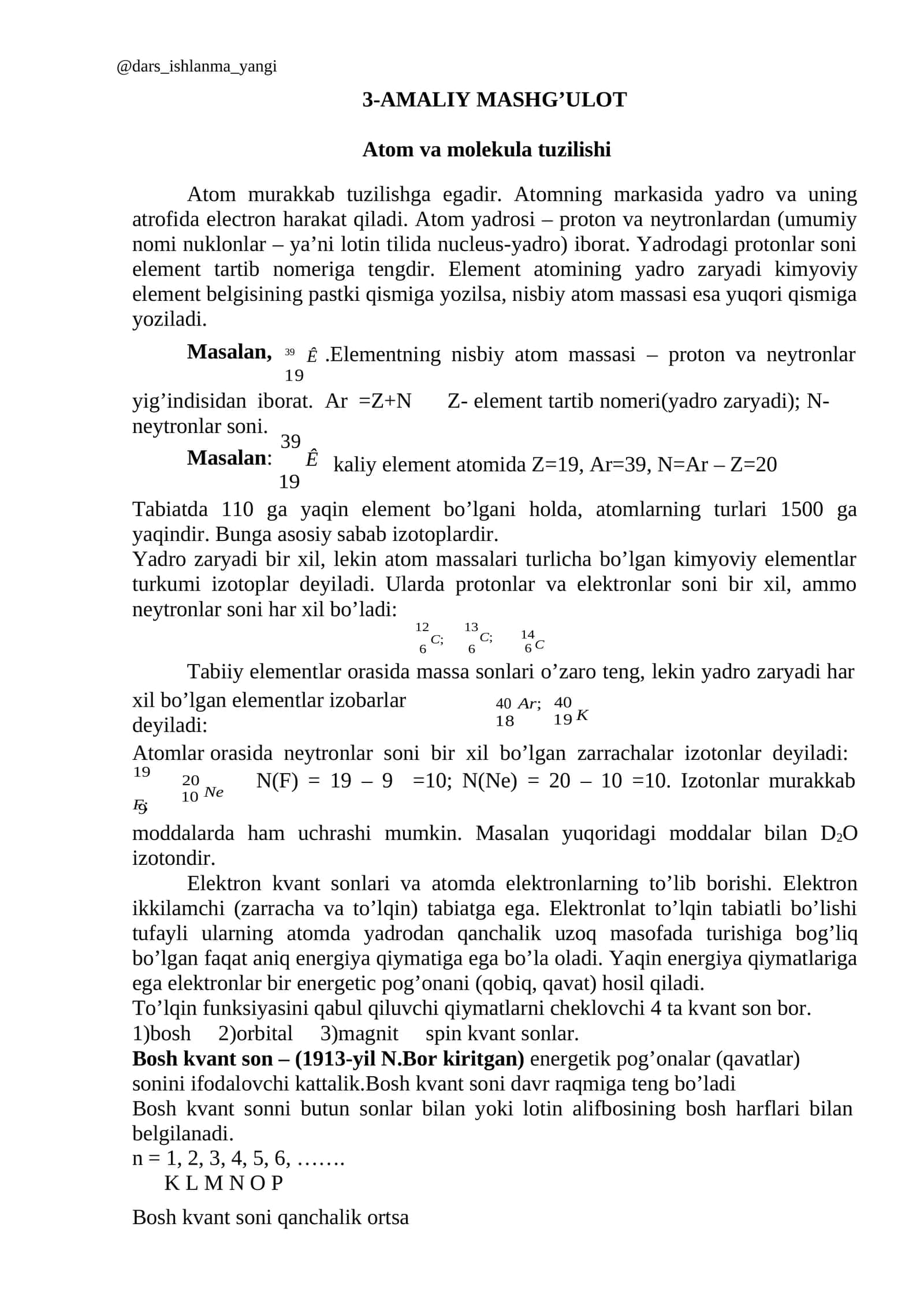 Atom va molekula tuzilishi 1