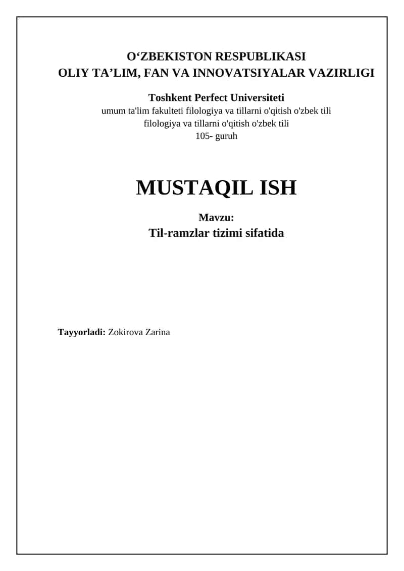 Til-ramzlar tizimi sifatida 1