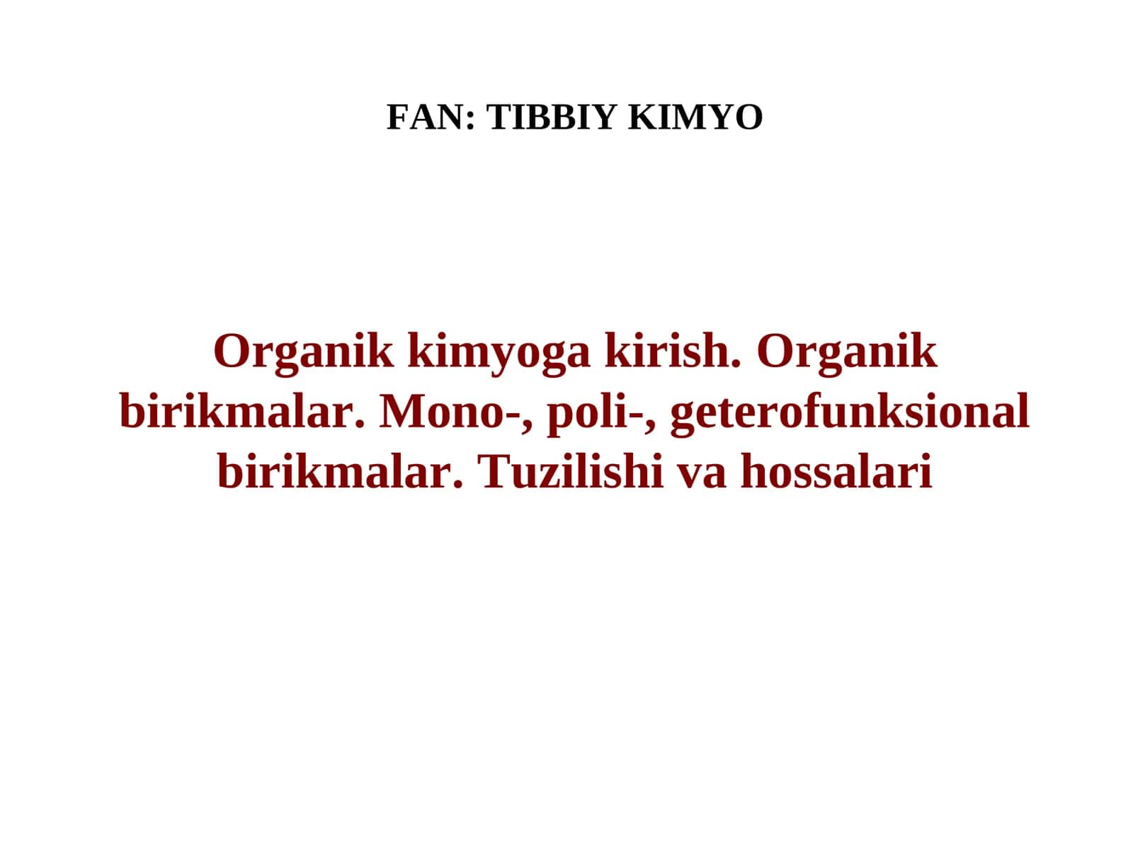 Organik kimyoga kirish 1
