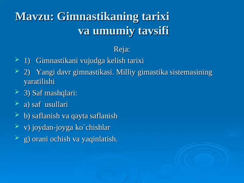 Gimnastikaning tarixi va umumiy tavsifi 1