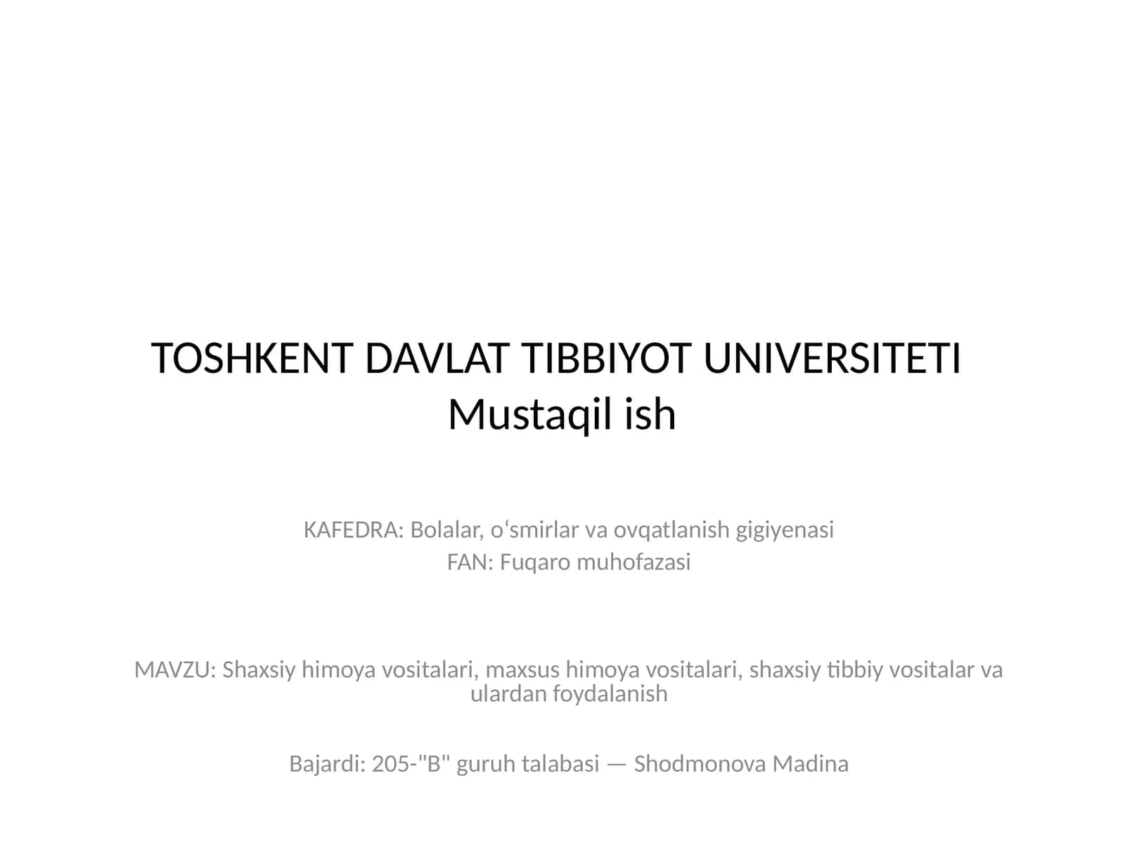 Shaxsiy himoya vositalari, maxsus himoya vositalari, shaxsiy tibbiy vositalar va ulardan foydalanish 1