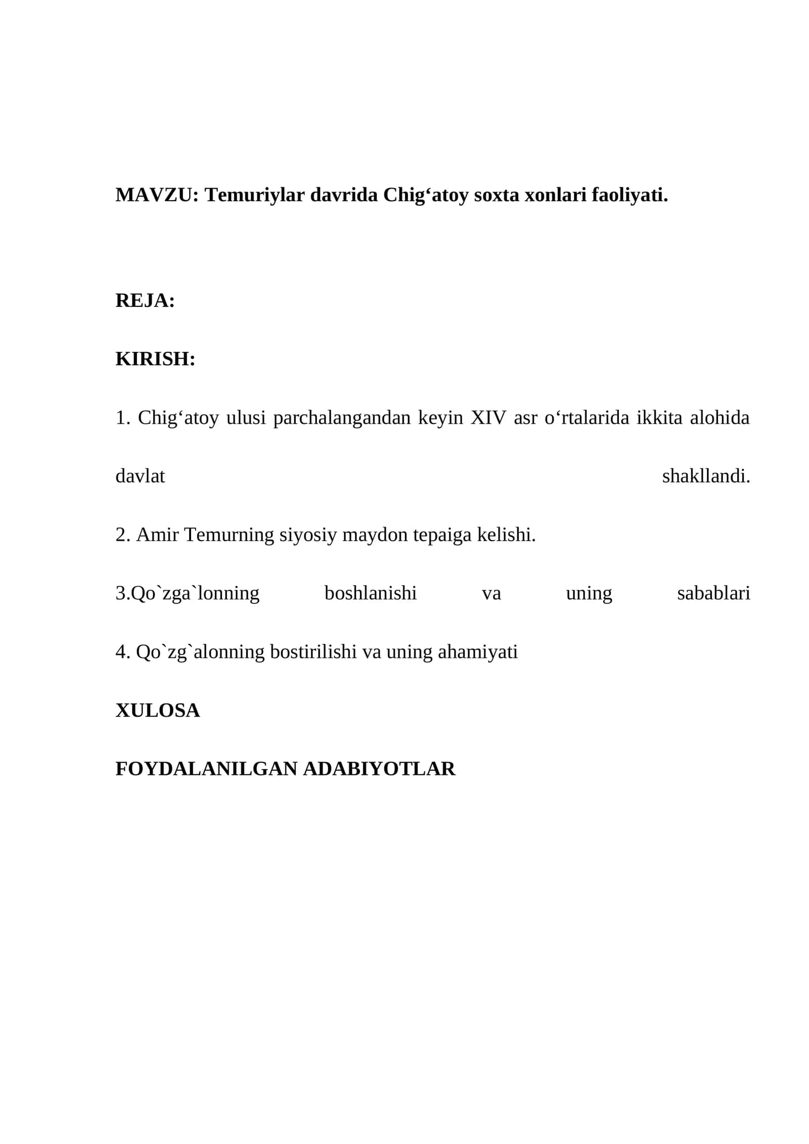 Temuriylar davrida Chig‘atoy soxta xonlari faoliyati 1