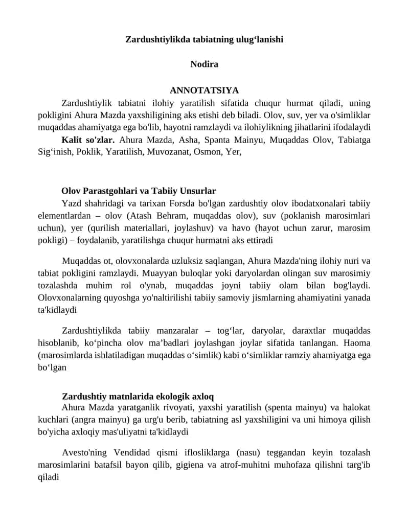 Zardushtiylikda tabiatning ulugʻlanishi 1